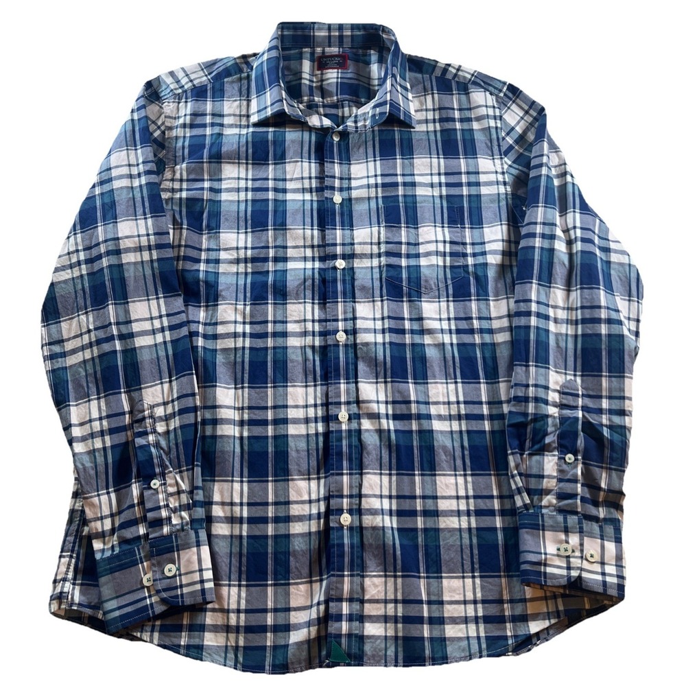 UNTUCKit Mens XX-Large Blue Plaid Long Sleeve Slim-Fit Shirt Excellent Condition